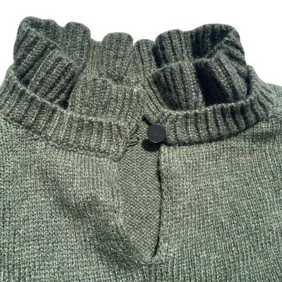 J Crew Womens Ruffleneck Merino Wool Blend Sweater Size XXS Green Knit Classic - Picture 6 of 6